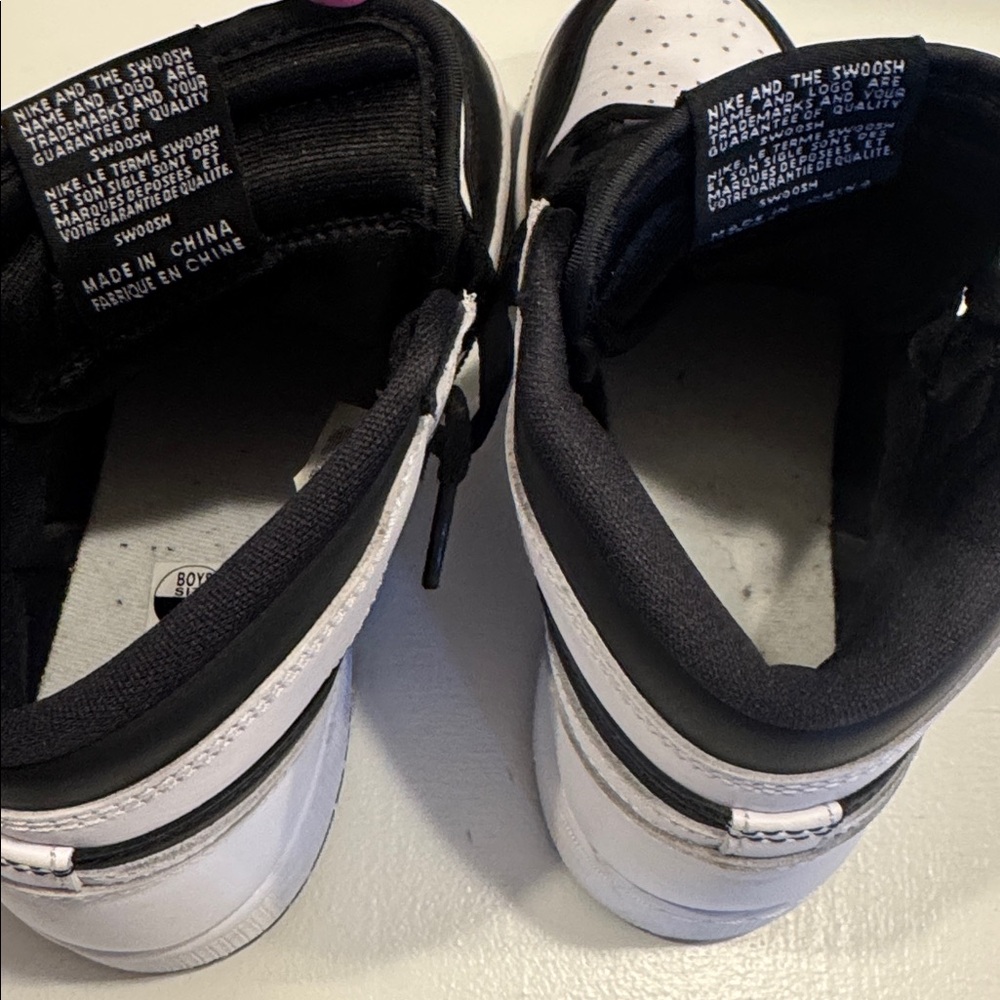 Nike Kids Black and White High-Top Air Jordan Sneakers - Picture 4 of 9